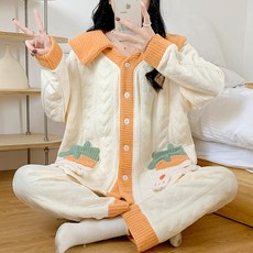 가을겨울 도톰 에어코튼 임산부 잠옷 산모 수유 산후조리 겹겹이
