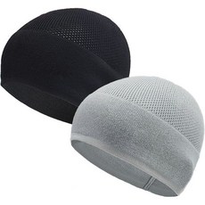 대나무 경량 스컬 캡 헬멧 라이너 남성용 여성용 부드럽고 편안한 다기능 비니 모자, Black/Grey, One Size, 1개