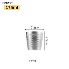 CNTCSM 304 스테인리스 망치무늬 물컵 이중 열방지 티물컵 커피잔 식당 업소용 맥주잔 음료컵, 175ml망치물컵(샌드실버), 1개