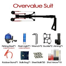  화살촉 해왕성 8 slingshot 사냥 강력한 투석기 연속 촬영 40 라운드 스틸 볼 탄약 화살 사냥 용 접이식 손잡이 포함, 과대평가 소송, Overvalue Suit, 1개 