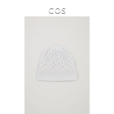 오케이미 풀오버 모자 COS 여성 양털 울 믹스 짜다 타래꽃 무늬 화이트 겨울 가을