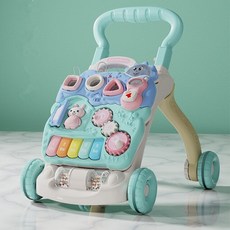 안전한 보행기 아기 유아용 카트 롤오버 방지 걷는 법을 배우는 6-18 개월 유아 워커 푸시 장난감, [03] green, 1개