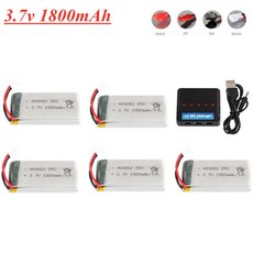 드론 RC카 전동건 배터리 3.7v 1800mAh Lipo 배터리 + 충전기 세트 KY601S SYMA X5 M18 H5P HQ898 H11D RC, 04 빨간