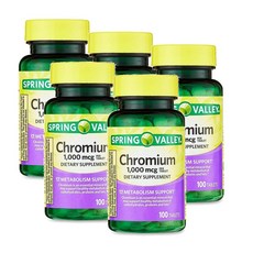 스프링밸리 크롬 피콜리네이트 1000mcg Spring Valley Chromium Picolinate, 5개, 100정