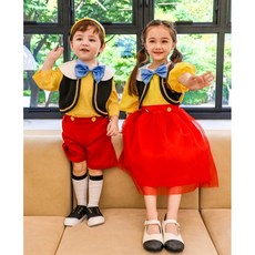 남아 여아 피노키오 상하 피노키오 원피스 코스튬 할로윈