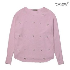 티뷰 진주 장식 라운드 니트 TNJ2KP280 PK