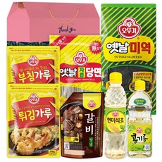 오뚜기 즉석식품 선물세트 10호 분홍상자 (부침가루 + 튀김가루 + 불고기 양념 + 식초 + 미역 + 당면)