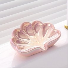 욕실 인테리어 펄 세라믹 비누 받침대 케이스, 핑크, 1개
