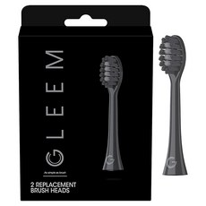 GLEEM 칫솔 교체용 브러시 헤드 리필 화이트 2개입, 블랙, 2 Count (Pack of 1), 2개