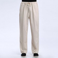 [해외] 짙은 회색 봄 SUTUMN 남자 긴 쿵푸 바지 코튼 린넨 우 슈 태극권 탄성 허리 바지 M L XL XXL XXXL WNS031812