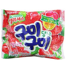 롯데 젤리셔스 구미구미 딸기맛 66g 12개입 볼 식품 > 스낵/간식 초콜릿/사탕/젤리/껌 젤리/푸딩 츄잉젤리, 1