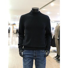 [바쏘옴므] WSU3GW13353 20 F/W 블랙 캐시미어 블랜딩 반폴라 니트