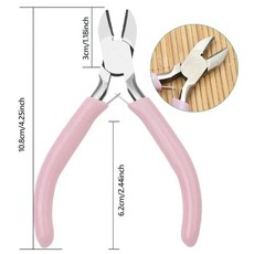 호환 휴대용 핑크 금속 미니 대각선 펜치 세트 둥근 구부러진 코 커터 DIY 쥬얼리 제작용 수공예 구슬 장식 5 in, [02] B, 1개