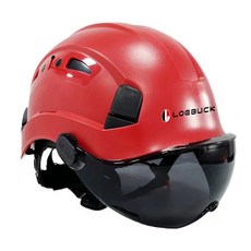 유행 ABS 가벼운 안전모 경량 안전모 헬맷 충돌 방지 눈 머리 보호 작업 현장 덧차양판, 빨간색 모자 먹색 안경