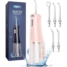 Onlyone 치아용 워터 덴탈 플로서 픽 300ML 휴대용 구강 세정기 충전식 여행용 관개 클리너 치아 세척을 위한 전문 전기 치실 클리닝 피크 IPX7 방수, Onlyone 치아용 워터 덴탈 플로서 픽, 300ML, 1개