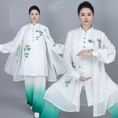 무술대회의상 태극권 택견 우슈 화이트 도복 차이나카라 실크린넨 단체복