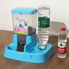 고양이 자동공급기 2-in-1그릇 고양이 사료 물 공급기, 1개, 자동 급식 및 식수대 녹색