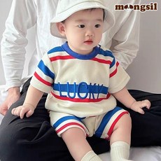 몽실이 럭키 스트라이프 반팔우주복 실이 럭키 스트라이프 반팔우주복