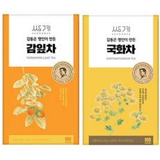 쌍계 감잎차 100T+국화차 100T 국산 100% 김동곤 명인이 만든 감잎차 국화차 따뜻한 차한잔 직장인 사무실, 1개, 100개입, 100g