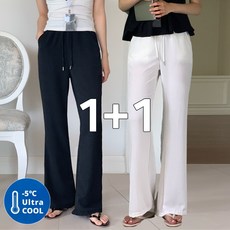 데일리브 여성 여름 린넨 밴딩 팬츠 얇은 하이웨스트 빅사이즈 부츠컷 슬랙스 KD1649-2