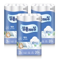 [KT알파쇼핑][잘풀리는집] 케어&소프트 27m 30롤 화장지 3팩(총 90롤)