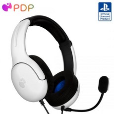PDP AIRLITE 유선 헤드셋 소니 플레이스테이션 5 공식 라이선스 4 PS5/PS4/PS3/PC 경량 내구 헤드폰 3.5mm 오디오 잭 노이즈 캔슬링 플립 투 뮤트 마이크, Frost White, PlayStation, Frost White