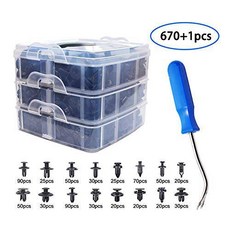 670 Pcs 오토 푸시 클립 핀& 고정장치 세트 프리 패스너 리무버 Great 종, 상세내용참조