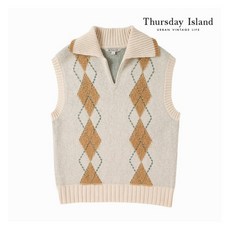 [써스데이아일랜드] [Thursday Island] 여성 아가일 패턴 T에리 베스트(T20