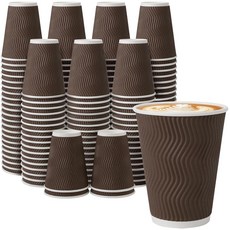 Clawsoff 355ml(12온스) 단열 커피 컵 100개 일회용 종이 골판지 리플 벽 디자인 종이컵 파티 피크닉 여행 비즈니스 가정용 핫 콜드 음료 컵, Clawsoff 355ml(12온스) 단열 커피 컵,