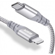 영국직배송 ESR USB C to Lightning Cable [0.6ft MFi-Certified] Braide Nylon Power Delivery Fast Charging for iPhone S, 단일옵션