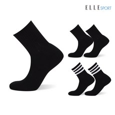 엘르 남성용 스포츠양말 중목 5족 블랙