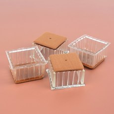 [풍경마켓] 4P 투명 사각 펠트 의자캡 의자커버 긁힘방지, 적정 21mm