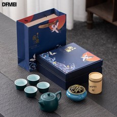 DFMEI 아이디어 선물세트 추석 회사 송년회 다기세트 손선물 오픈, 블루 세트 9