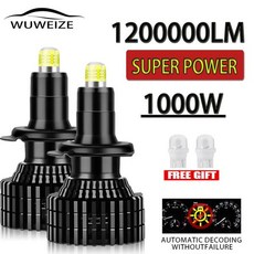 WUWEIZE 차량용 LED 헤드라이트 전구 3D 360 1000W 9005 HB3 9006 HB4 H1 H7 H4 H11 화이트 12V 24V 36V, [01] 7035 CHIP, [01] White 6500K, [01] H1