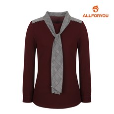 [올포유]여성 체크 타이 긴팔 티셔츠 AWTRH7154-415_G