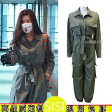 작업복점프수트 조로사 남성동일제품 카모그린 턴오버카라 허리조임 끈허리띠