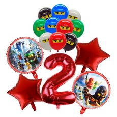 닌자고 테마 일회용 식기 생일 파티 장식 라텍스 알루미늄 호일 풍선 어린이 이벤트 용품 새로운 배너, 20 Balloon Set 2 -25pcs