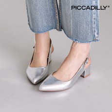 [PICCADILLY] 피카딜리 739021-1A 슬링백미드힐_실버(4.5cm)