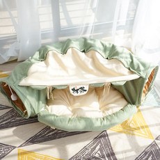  고양이 쿠션 보금자리 터널 롤드 통로 기모 두껍게 탈부착 가능 인플루언서 집 침대, B. 말차 (확장 터널) (침구 포함) 