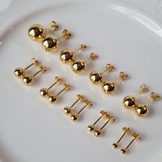 silver 925 3mm~7mm 18k도금 은볼 골드귀걸이 세트 심플 기본 원형