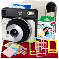Fujifilm Instax Square SQ6 즉석 필름 카메라 (펄 화이트) + 필름 + 전용 케이스 디럭스 액세서리 번들 (미국 보증), 단일옵션