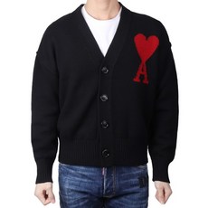 아미 23FW 남성 하트로고 울 가디건 블랙 BFUKC006 018 009