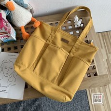 MPTISON 여름 대 용량 손가방 가방 컴퓨터 환경보호 쇼핑 백 문예 범 돛 남녀 노란색