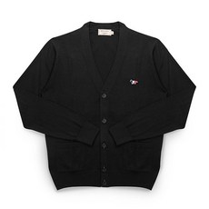 메종키츠네 20FW FU00501KT1036 BK 트리컬러 폭스패치 공용 가디건 블랙