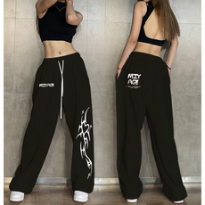 루트엑스 댄스복 MIYAGE 스트레이트 와이드 코튼 루즈핏 힙합 팬츠, 블랙(고급원단) 블랙(고급원단)
