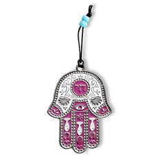 Jewish Chai Living Good Luck Home Wall Decor Multicolor Hamsa Hand - Medium - Made in Israel (Pink), Pink