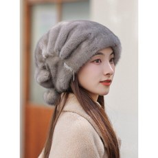 밍크 모피 모자 겨울 중노년층 여성을 위한 밍크털 통째로 귀보호대 패션 따뜻한 털모자