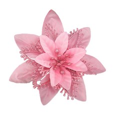 13cm 크리스마스 반짝이는 포인세티아 꽃 장식 크리스마스 나무 꽃 화환 장식품 결혼식 파티 봄 축제 새해 장식, 분홍색, 1개