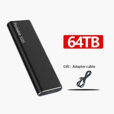 노트북하드디스크 HDD 맥 PC 휴대폰용 USB 3.1 1TB 휴대용 SSD 2TB 대용량 하드 드라이브 32TB 솔리드 스테이트 64TB, 없음, 6) Black 64TB - 대용량하드디스크