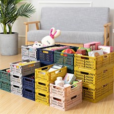 접이식 다용도 소품정리함 폴딩박스 바스켓 감성 캠핑 피크닉 폴딩박스 수납정리함, 옐로우